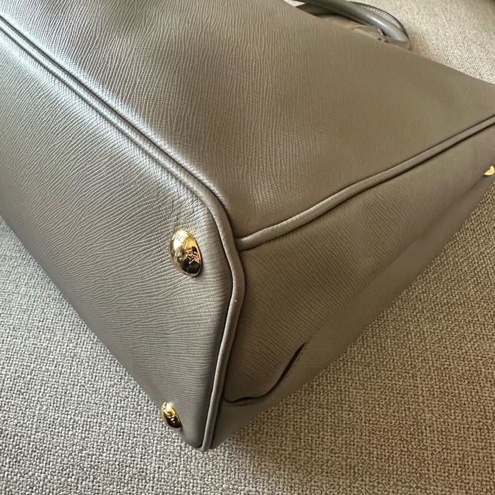 Prada Taupe Leather Handbag with Gold Accents - Picture 10 of 15